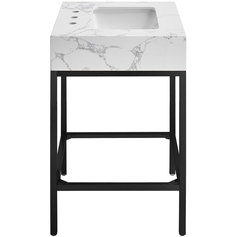 Meridian Furniture Marmo White Engineered Stone Bathroom Vanity