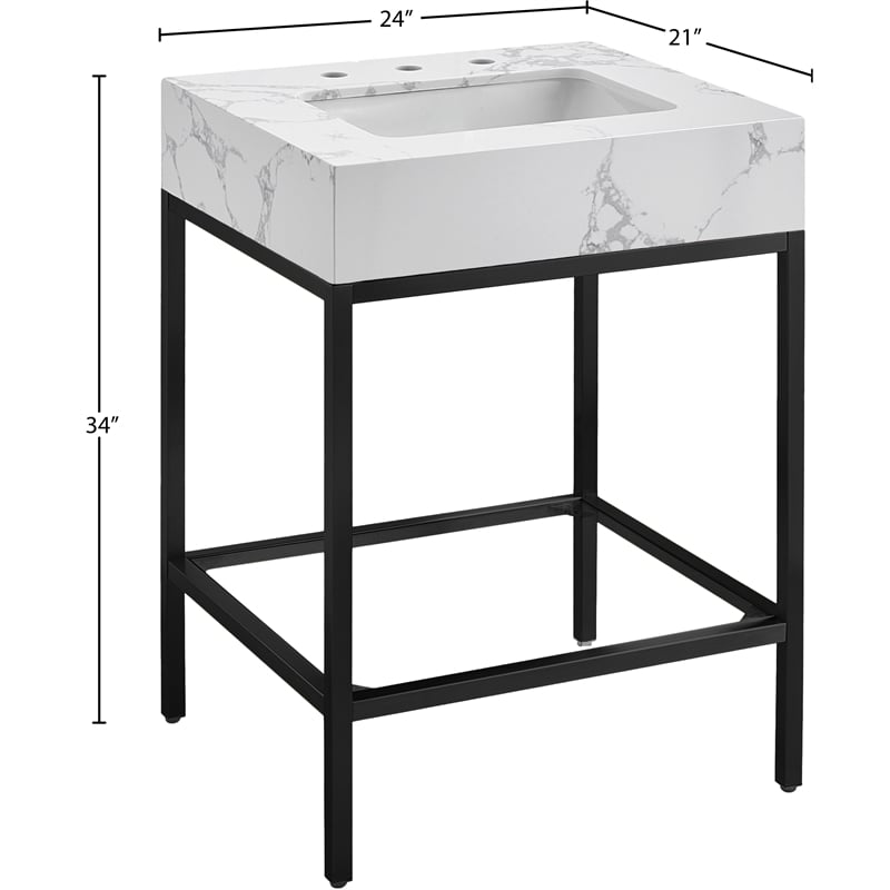 Meridian Furniture Marmo White Engineered Stone Bathroom Vanity