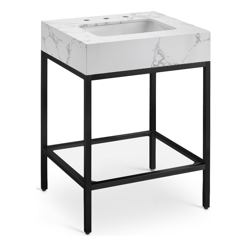 Meridian Furniture Marmo White Engineered Stone Bathroom Vanity