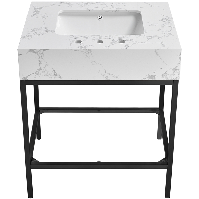 meridian furniture marmo black engineered stone bathroom vanity