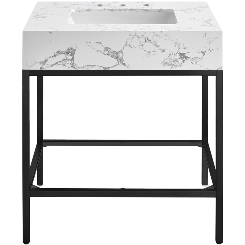 meridian furniture marmo black engineered stone bathroom vanity