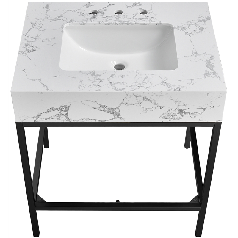 meridian furniture marmo black engineered stone bathroom vanity