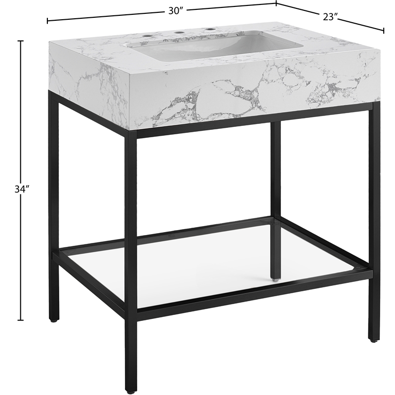 meridian furniture marmo black engineered stone bathroom vanity