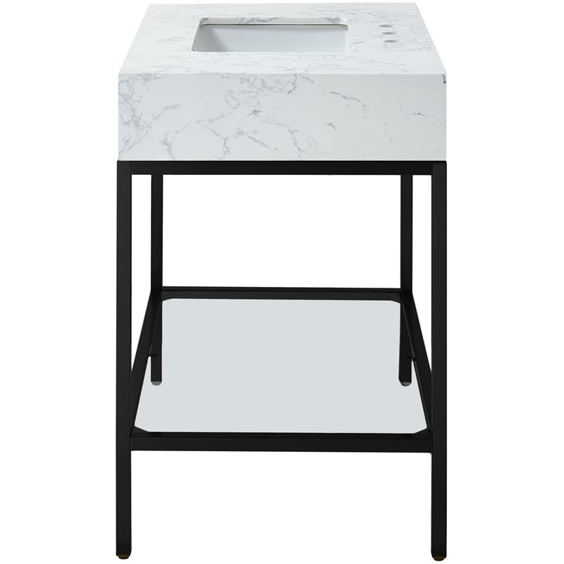 Meridian Furniture Marmo White Engineered Stone Bathroom Vanity