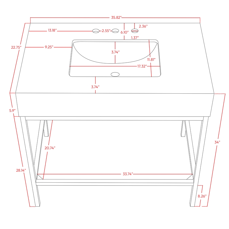 Meridian Furniture Marmo White Engineered Stone Bathroom Vanity