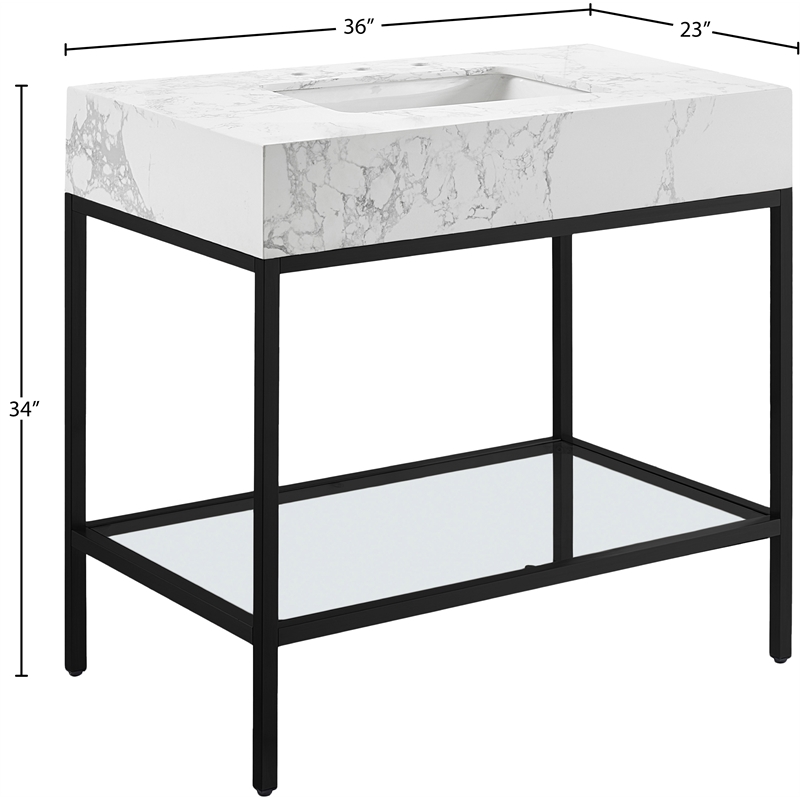 Meridian Furniture Marmo White Engineered Stone Bathroom Vanity