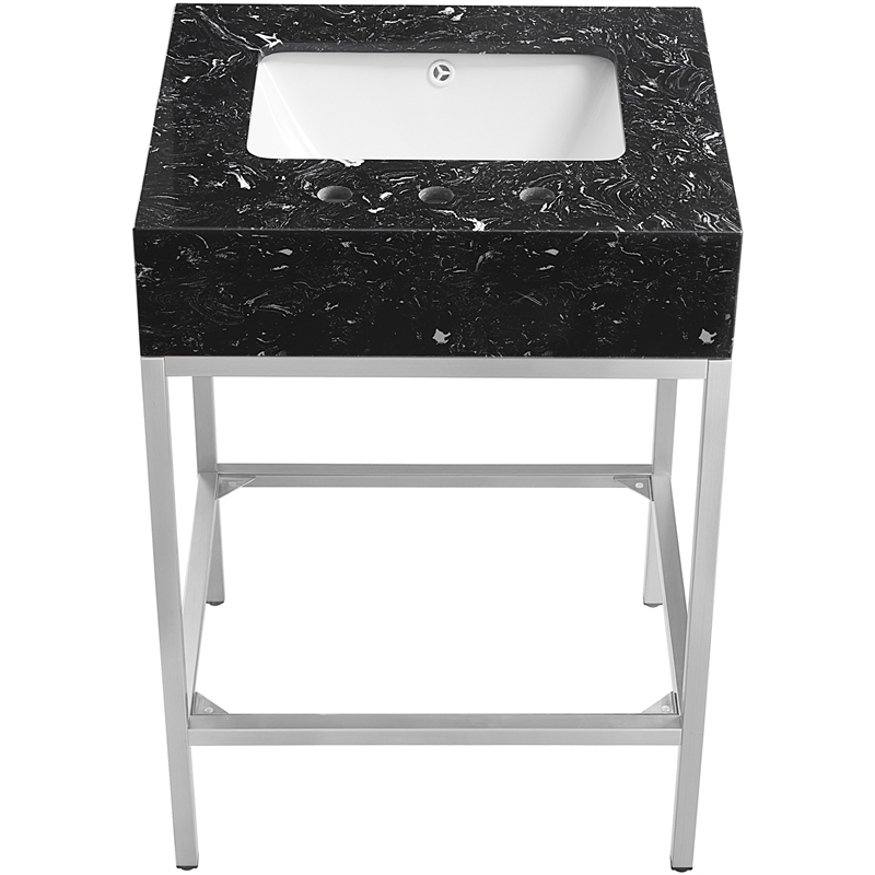 Meridian Furniture Marmo Black Engineered Stone Bathroom Vanity