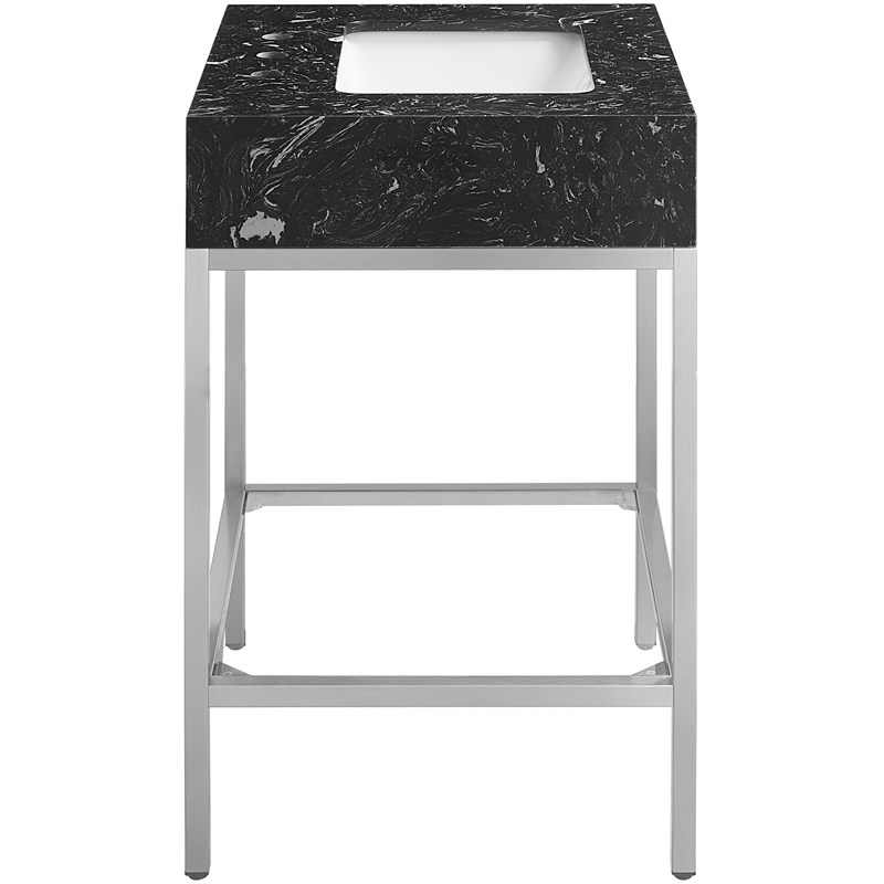 Meridian Furniture Marmo Black Engineered Stone Bathroom Vanity