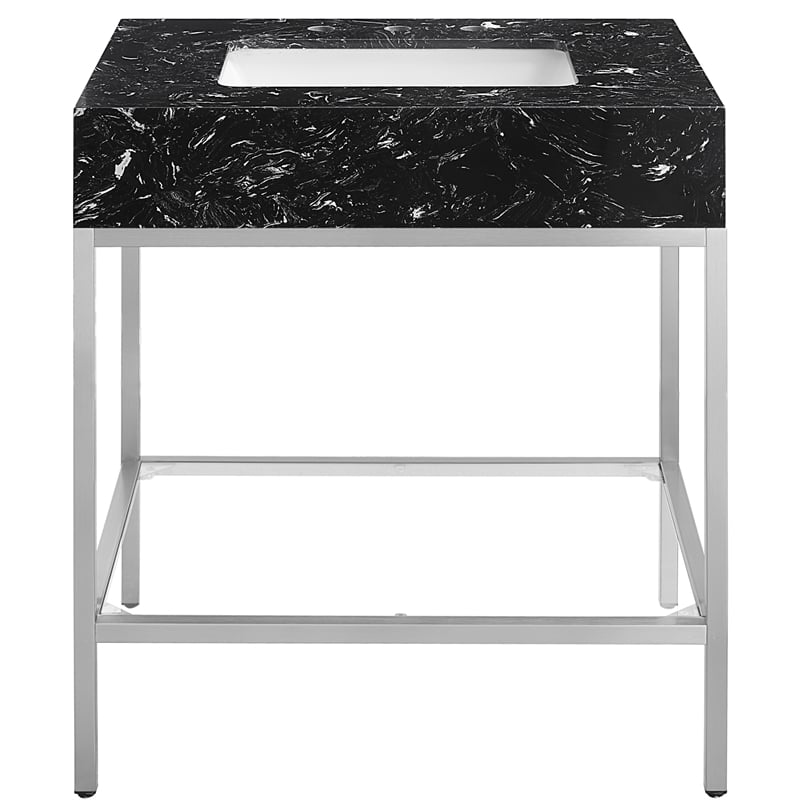 Meridian Furniture Marmo White Engineered Stone Bathroom Vanity