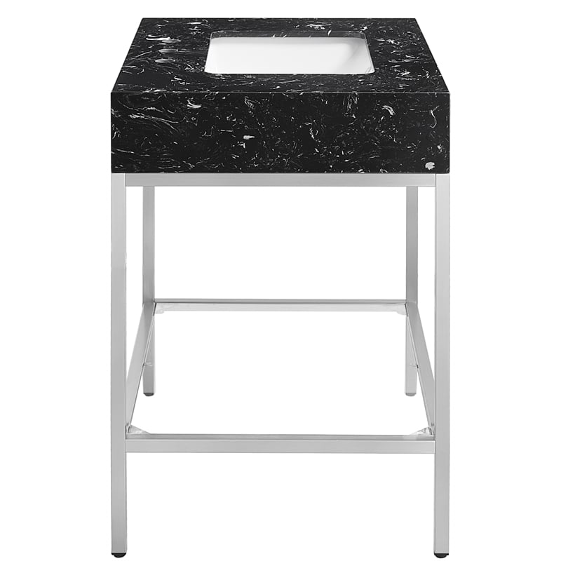 Meridian Furniture Marmo White Engineered Stone Bathroom Vanity