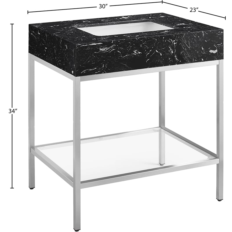 Meridian Furniture Marmo White Engineered Stone Bathroom Vanity