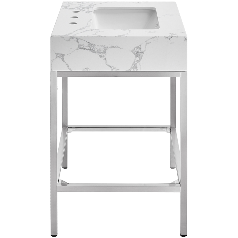 Meridian Furniture Marmo White Engineered Stone Bathroom Vanity