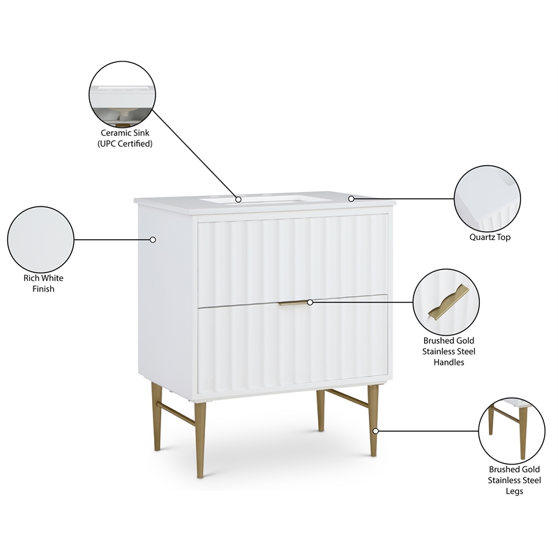Meridian Furniture Modernist White Bathroom Vanity