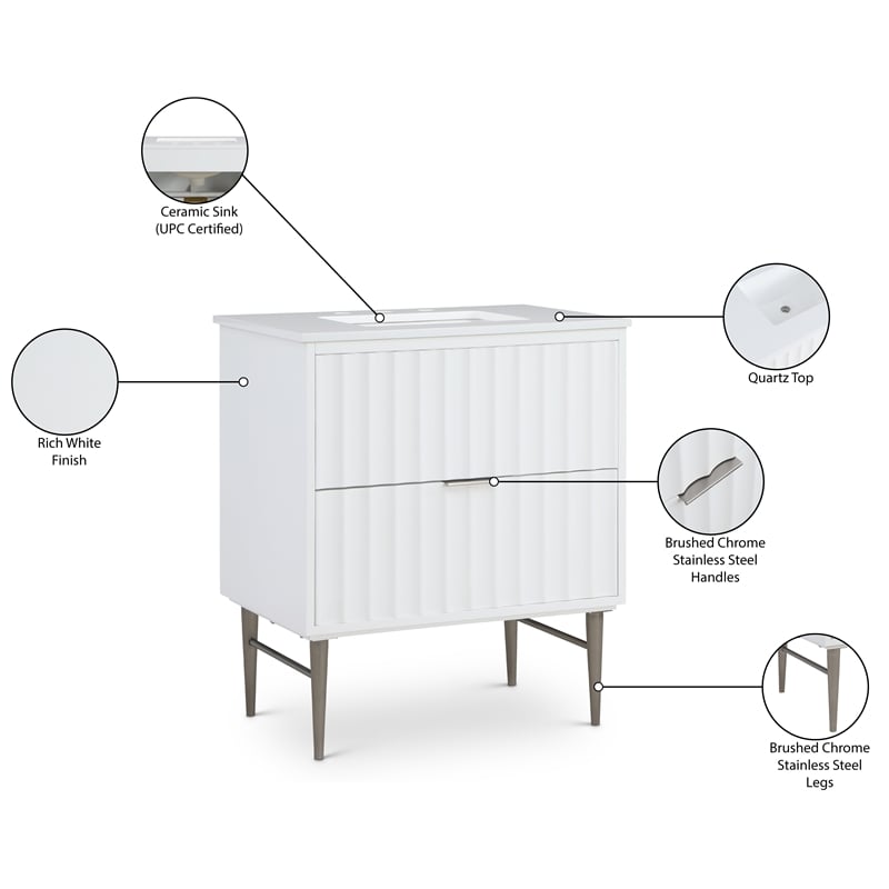 Meridian Furniture Modernist White Bathroom Vanity