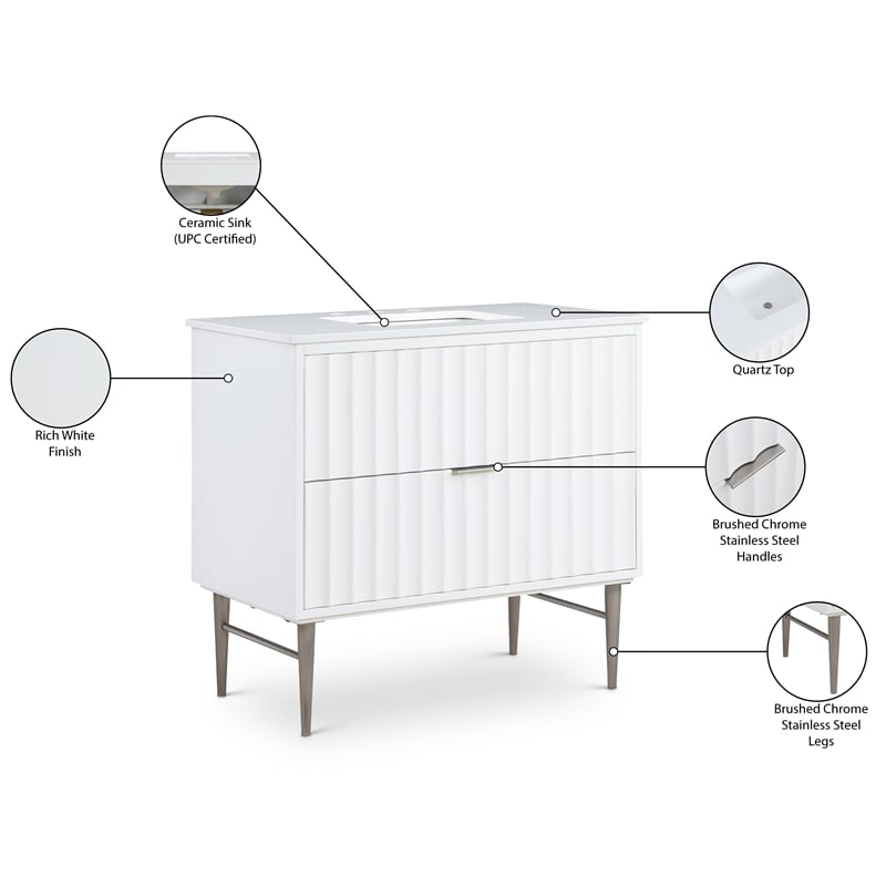 Meridian Furniture Modernist White Bathroom Vanity