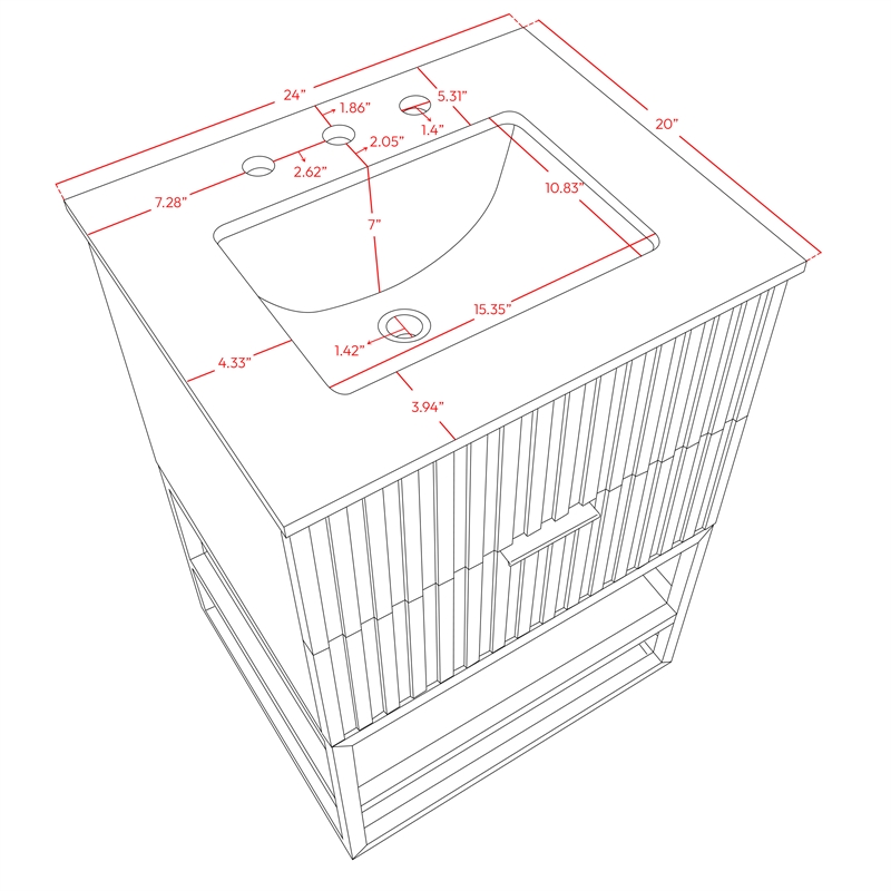 Meridian Furniture Monad Walnut Bathroom Vanity