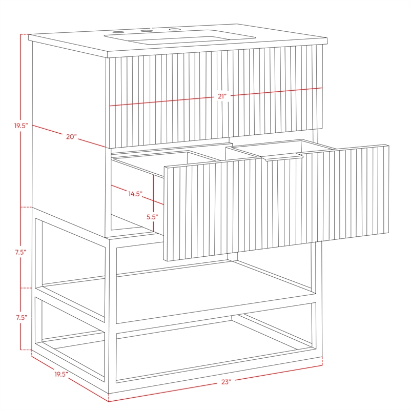 Meridian Furniture Monad Walnut Bathroom Vanity