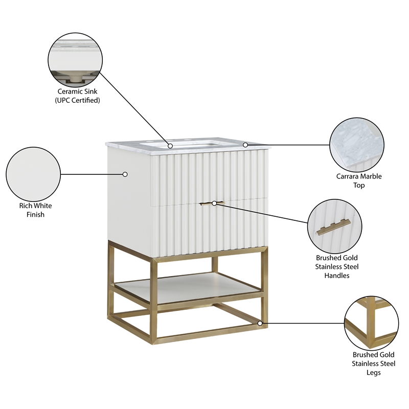 Meridian Furniture Monad White Bathroom Vanity