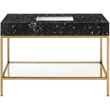 Meridian Furniture Marmo Black Engineered Stone Bathroom Vanity