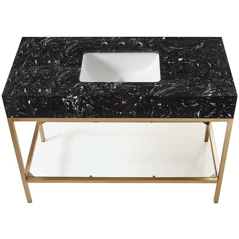 Meridian Furniture Marmo Black Engineered Stone Bathroom Vanity