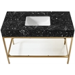 Meridian Furniture Marmo Black Engineered Stone Bathroom Vanity