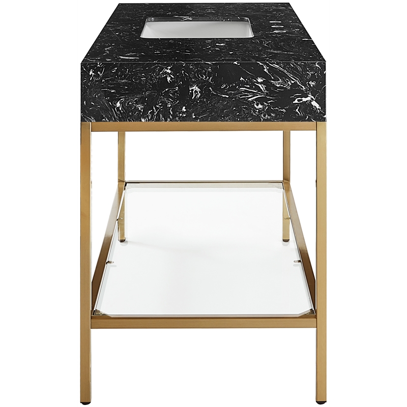 Meridian Furniture Marmo Black Engineered Stone Bathroom Vanity