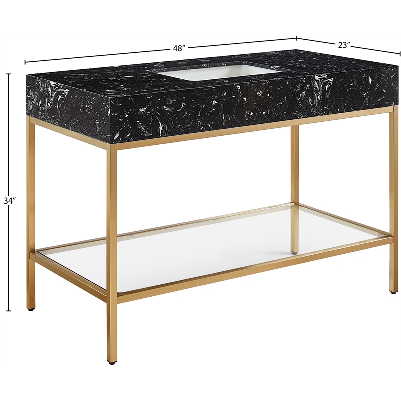 Meridian Furniture Marmo Black Engineered Stone Bathroom Vanity