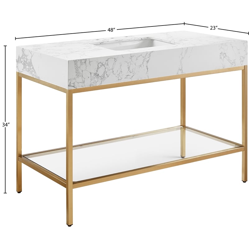 Meridian Furniture Marmo White Engineered Stone Bathroom Vanity