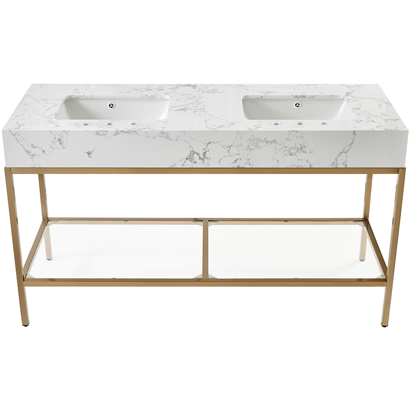 Meridian Furniture Marmo White Engineered Stone Bathroom Vanity