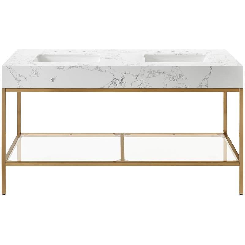 Meridian Furniture Marmo White Engineered Stone Bathroom Vanity