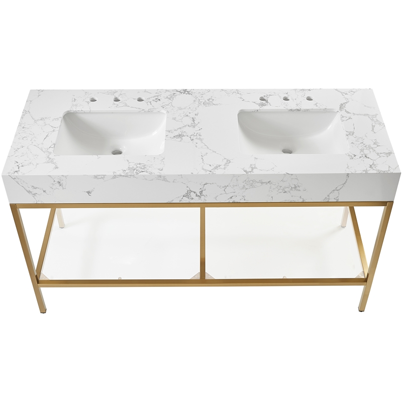 Meridian Furniture Marmo White Engineered Stone Bathroom Vanity