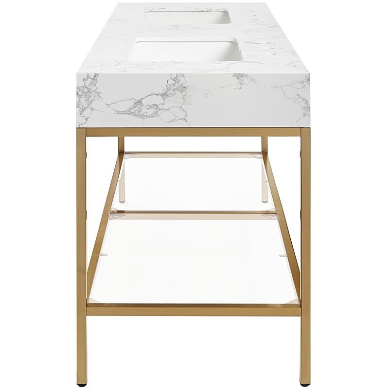 Meridian Furniture Marmo White Engineered Stone Bathroom Vanity