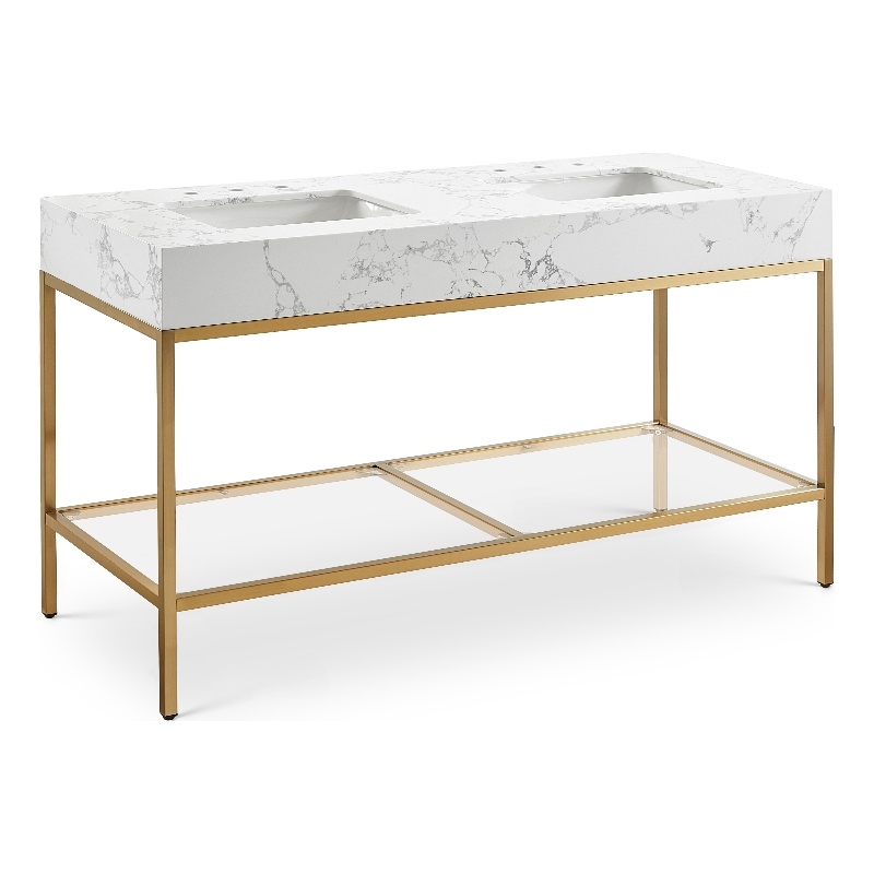 Meridian Furniture Marmo White Engineered Stone Bathroom Vanity