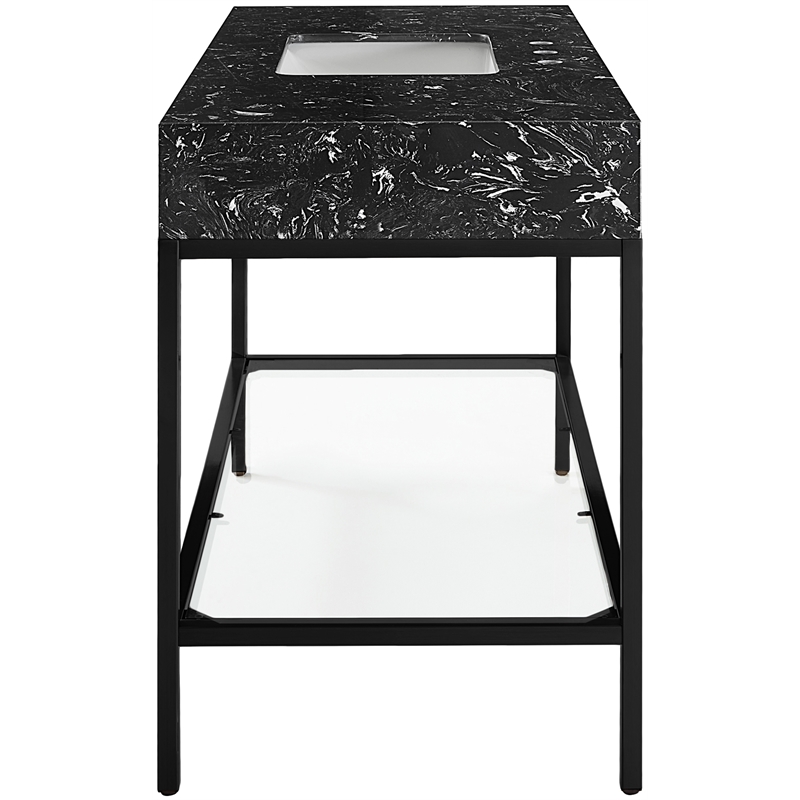 Meridian Furniture Marmo Black Engineered Stone Bathroom Vanity