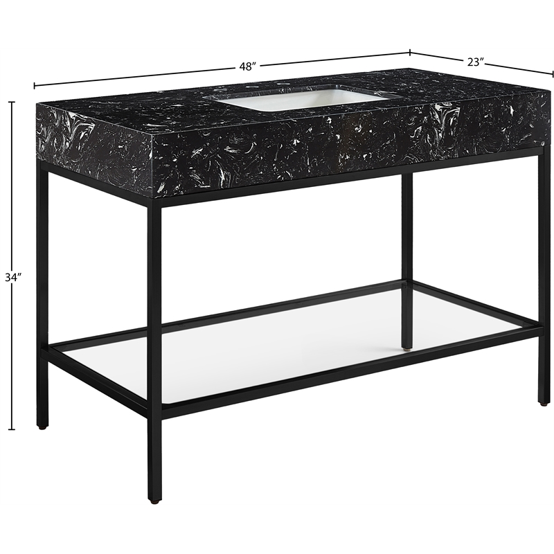 Meridian Furniture Marmo Black Engineered Stone Bathroom Vanity