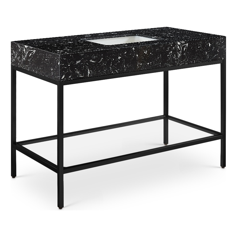 Meridian Furniture Marmo Black Engineered Stone Bathroom Vanity