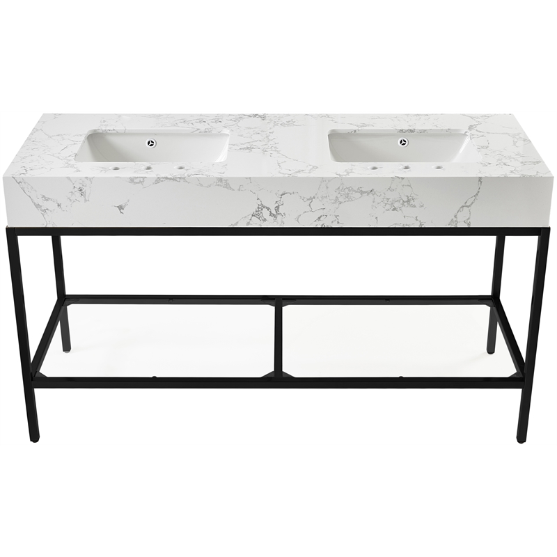 Meridian Furniture Marmo White Engineered Stone Bathroom Vanity