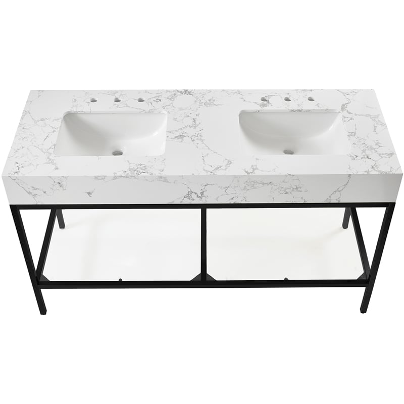 Meridian Furniture Marmo White Engineered Stone Bathroom Vanity