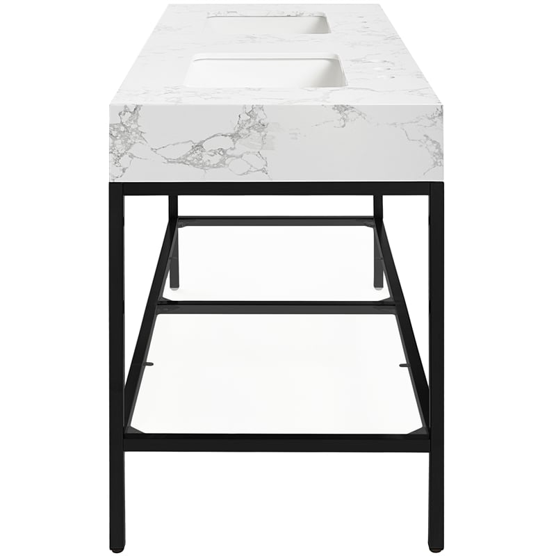 Meridian Furniture Marmo White Engineered Stone Bathroom Vanity