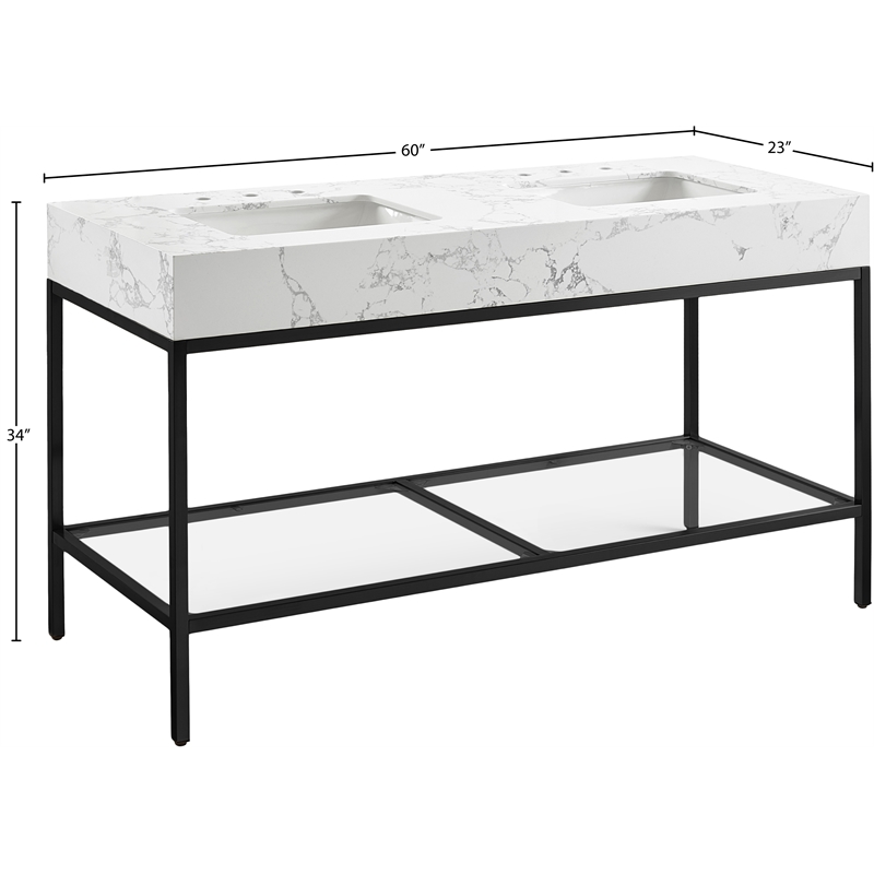 Meridian Furniture Marmo White Engineered Stone Bathroom Vanity