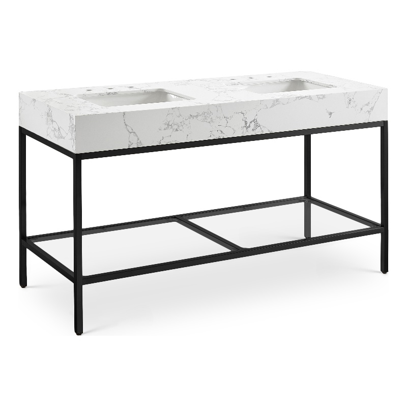 Meridian Furniture Marmo White Engineered Stone Bathroom Vanity