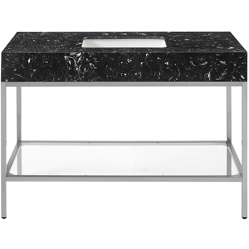 Meridian Furniture Marmo Black Engineered Stone Bathroom Vanity