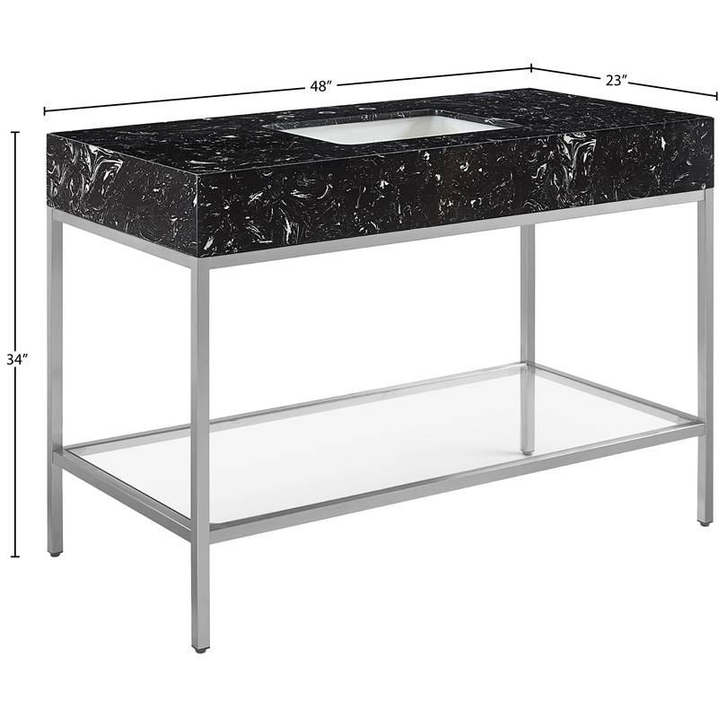 Meridian Furniture Marmo Black Engineered Stone Bathroom Vanity