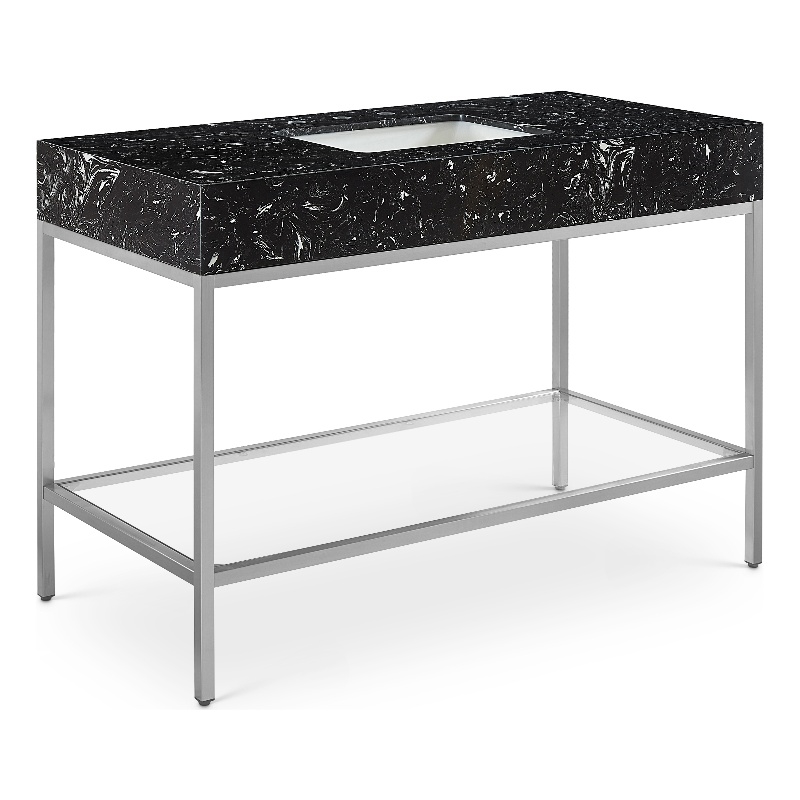 Meridian Furniture Marmo Black Engineered Stone Bathroom Vanity