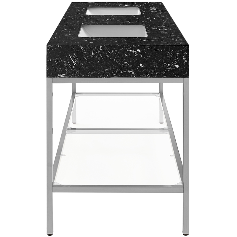 Meridian Furniture Marmo Black Engineered Stone Bathroom Vanity