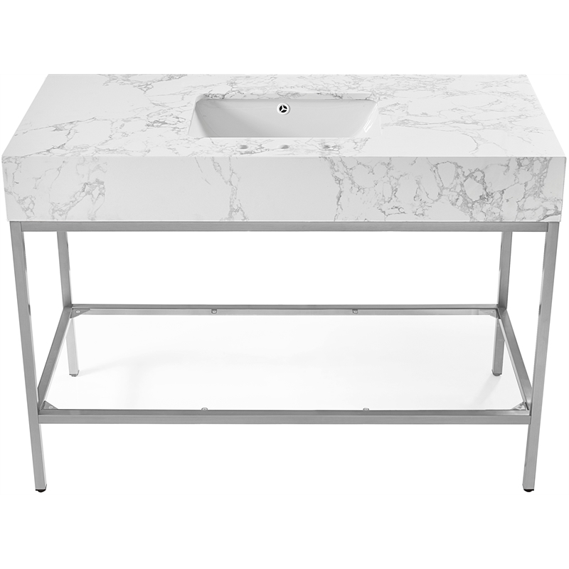 Meridian Furniture Marmo White Engineered Stone Bathroom Vanity