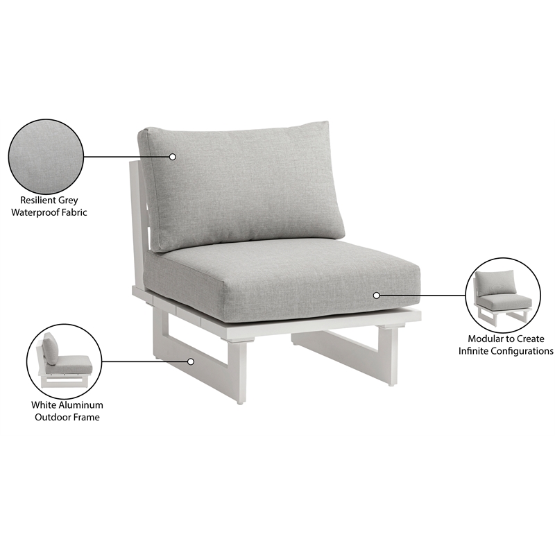 Meridian Furniture Maldives Grey Water Resisting Outdoor Patio Armless Chair
