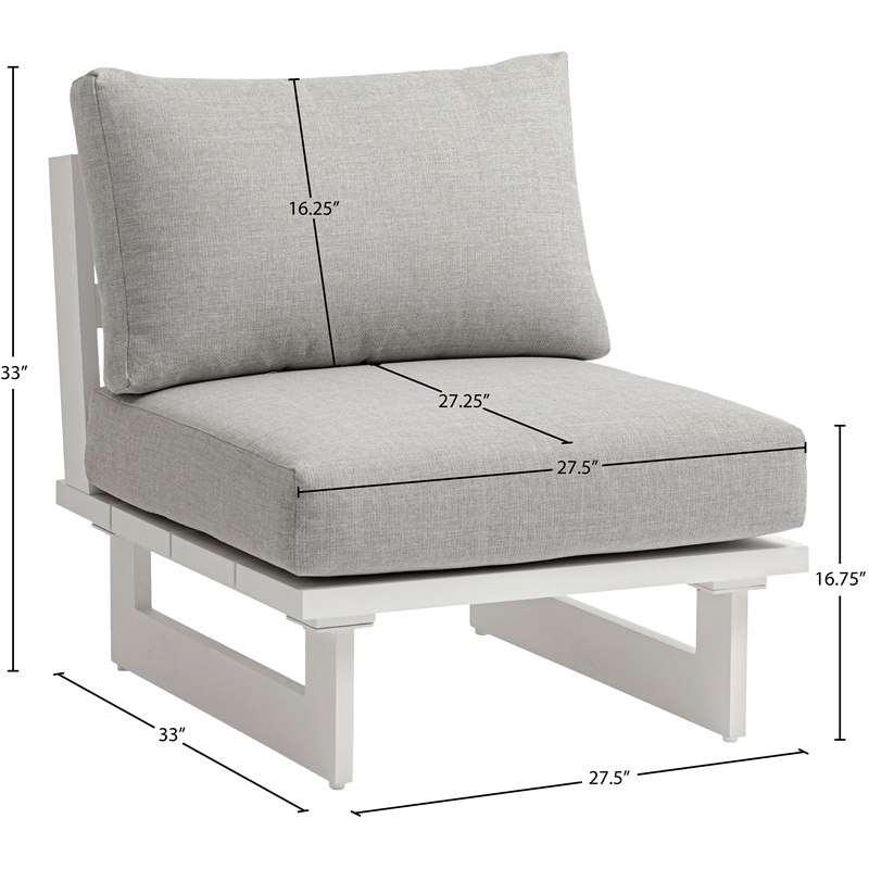 Meridian Furniture Maldives Grey Water Resisting Outdoor Patio Armless Chair