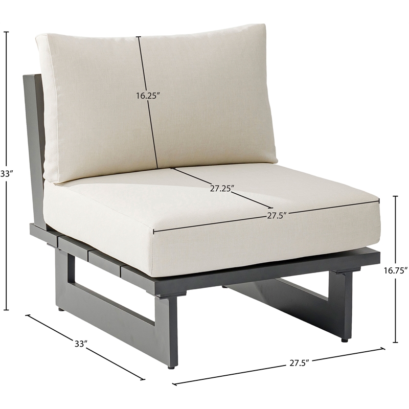 Meridian Furniture Maldives Cream Water Resisting Outdoor Patio Armless Chair