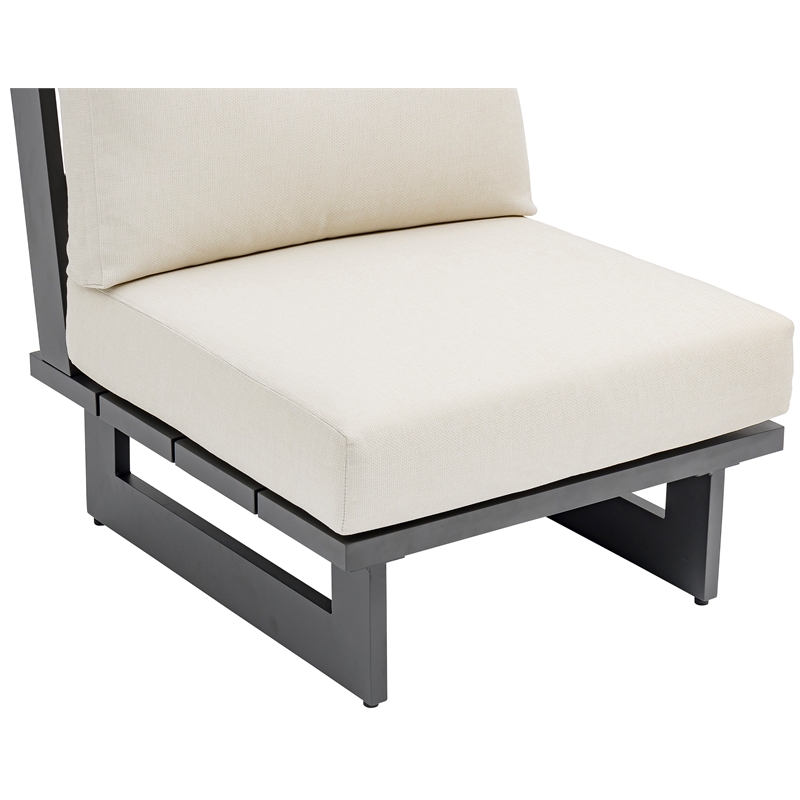Meridian Furniture Maldives Cream Water Resisting Outdoor Patio Armless Chair